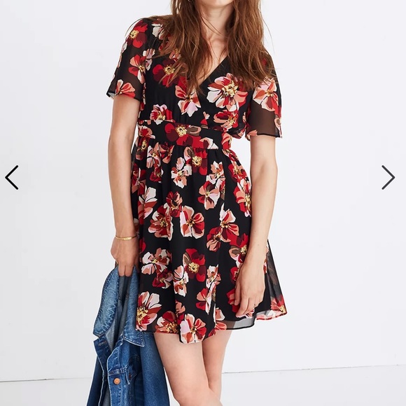Madewell Tulip-Sleeve Mini Dress in French Rose - Picture 1 of 8